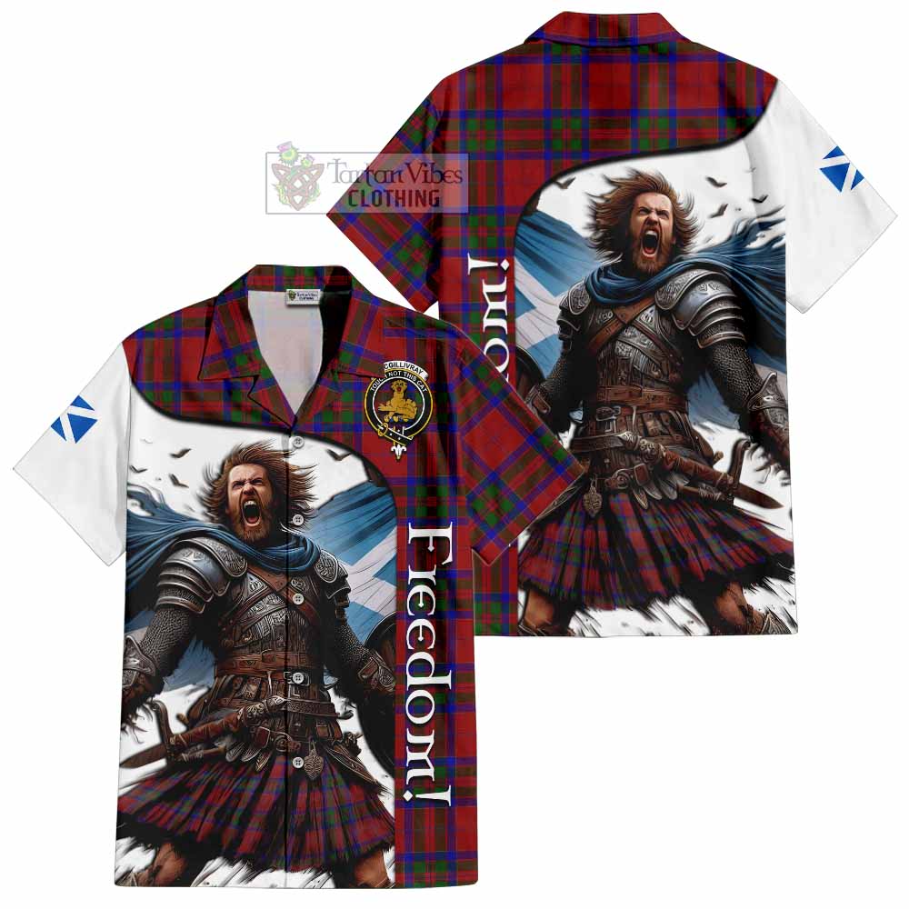 Tartan Vibes Clothing MacGillivray (McGillivray) Crest Tartan Short Sleeve Button Shirt Inspired by the Freedom of Scottish Warrior