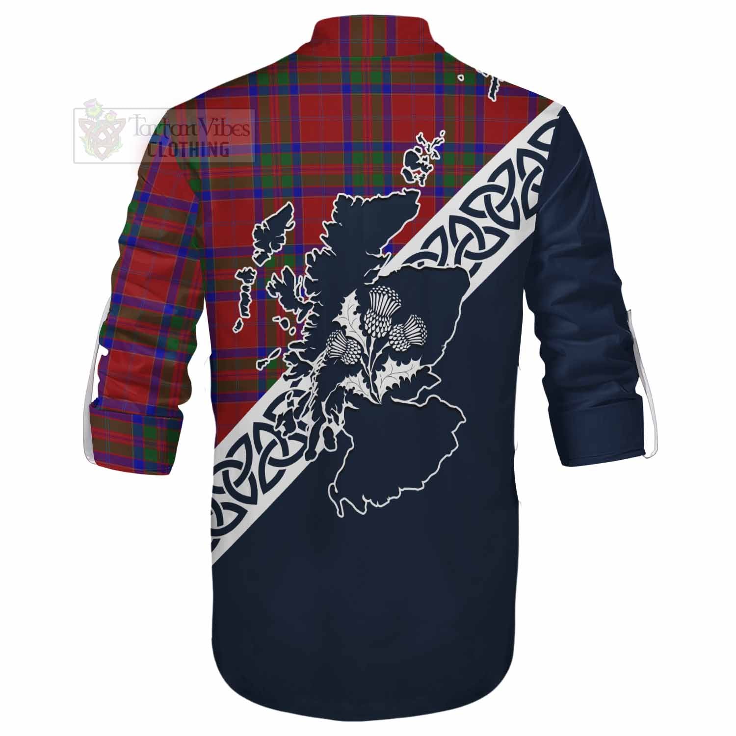 Tartan Vibes Clothing MacGillivray (McGillivray) Tartan Ghillie Kilt Shirt Featuring Thistle and Scotland Map