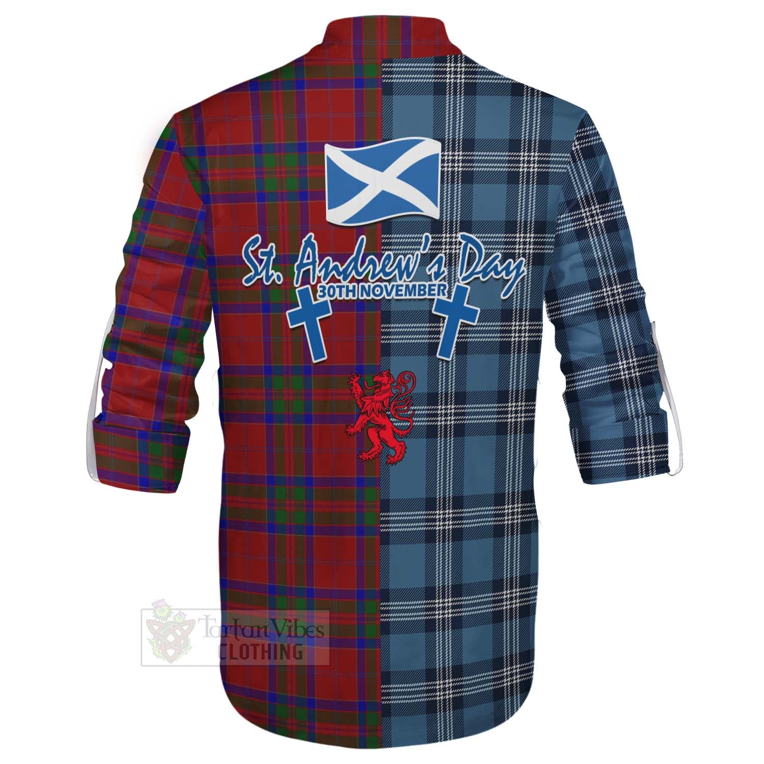 Tartan Vibes Clothing MacGillivray (McGillivray) Tartan Ghillie Kilt Shirt Happy St. Andrew's Day Half Tartan Style