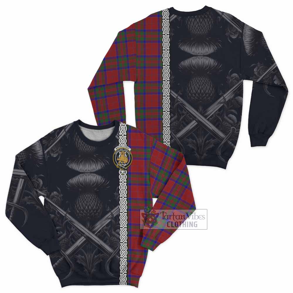 Tartan Vibes Clothing MacGillivray (McGillivray) Tartan Sweatshirt with Family Crest Cross Sword Thistle Celtic Vibes