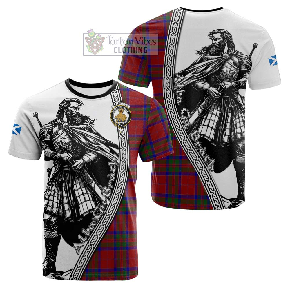 MacGillivray (McGillivray) Tartan Clan Crest Cotton T-shirt with Highlander Warrior Celtic Style