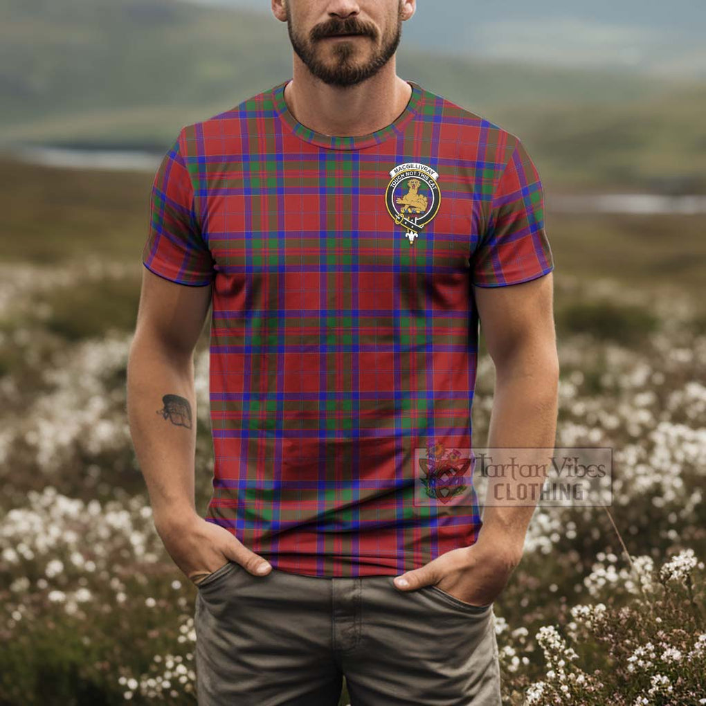 Tartan Vibes Clothing MacGillivray (McGillivray) Tartan T-Shirt with Family Crest and Bearded Skull Holding Bottles of Whiskey