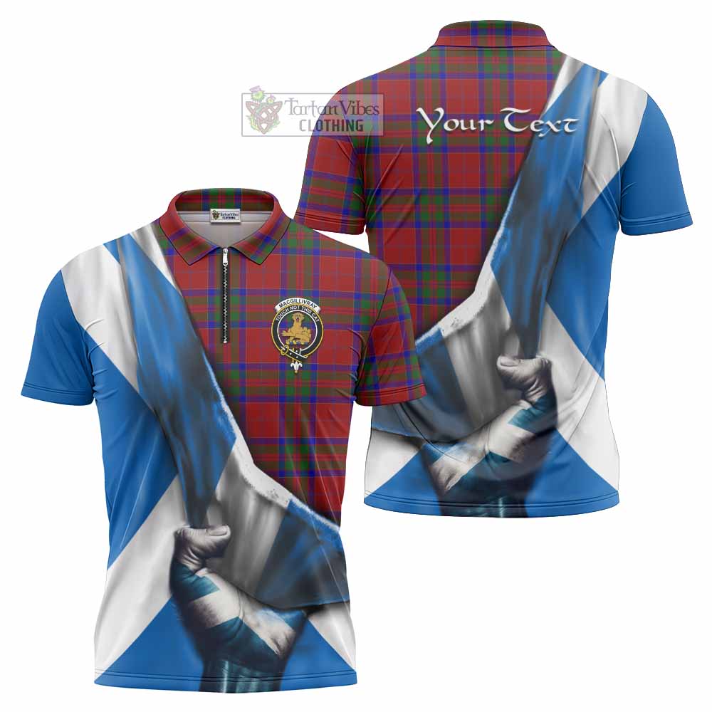 Tartan Vibes Clothing MacGillivray (McGillivray) Tartan Zipper Polo Shirt with Family Crest Scotland Patriotic Style