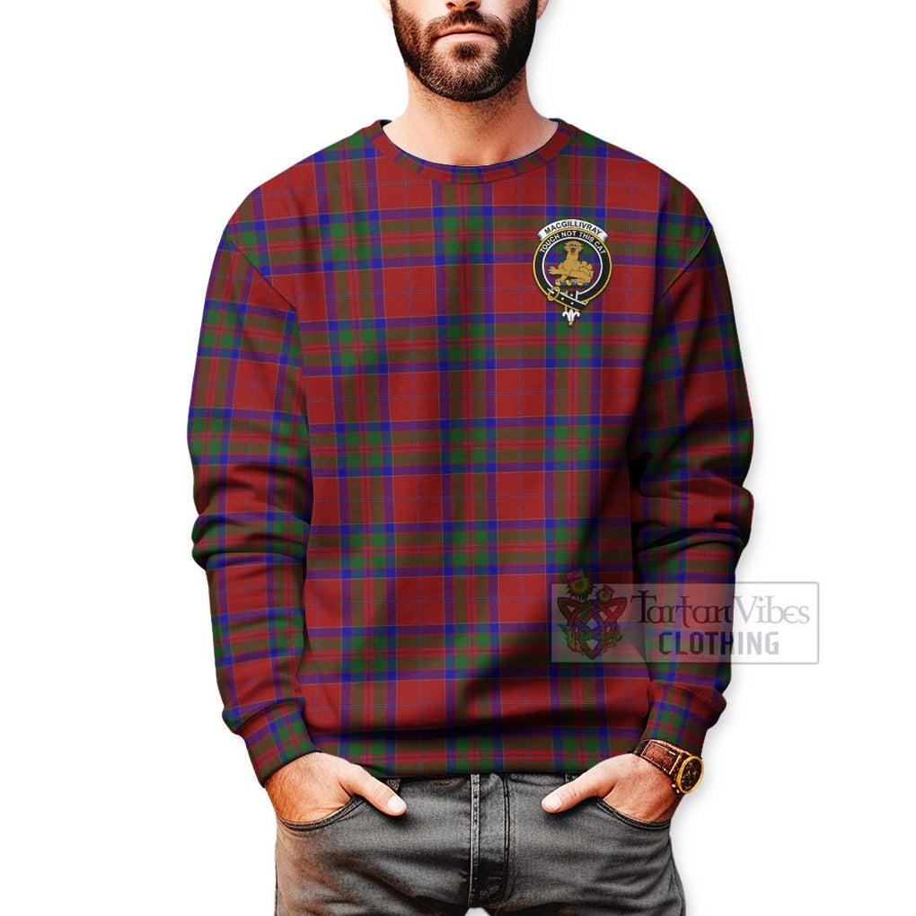 Tartan Vibes Clothing MacGillivray (McGillivray) Tartan Sweatshirt with Family Crest Celtic Skull Style