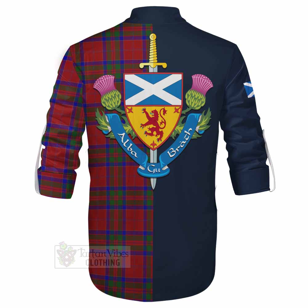 MacGillivray (McGillivray) Tartan Ghillie Kilt Shirt Alba with Scottish Lion Royal Arm Half Style