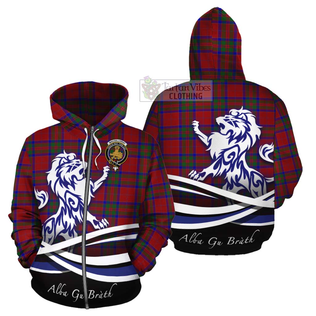 Tartan Vibes Clothing MacGillivray (McGillivray) Tartan Cotton Hoodie with Alba Gu Brath Regal Lion Emblem