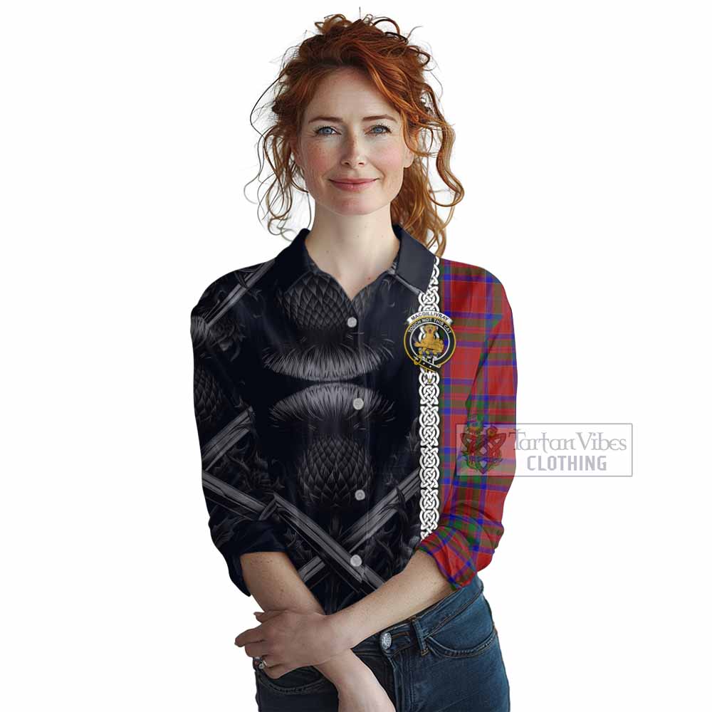 Tartan Vibes Clothing MacGillivray (McGillivray) Tartan Women's Casual Shirt with Family Crest Cross Sword Thistle Celtic Vibes