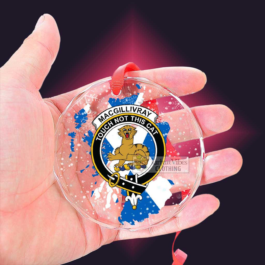 Tartan Vibes Clothing MacGillivray (McGillivray) Clan Crest Christmas Glass Ornament with Scotland Map