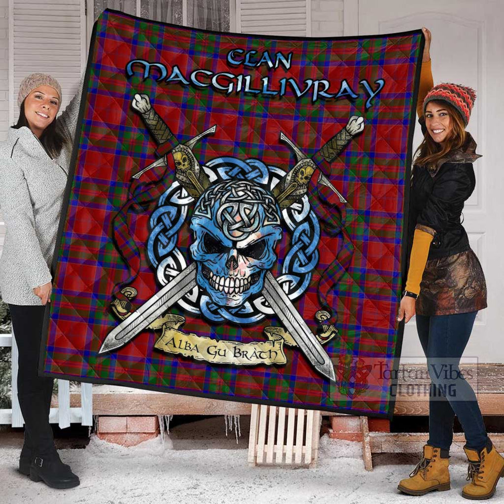 Tartan Vibes Clothing MacGillivray (McGillivray) Tartan Quilt with Celtic Skull Alba Gu Brath Style