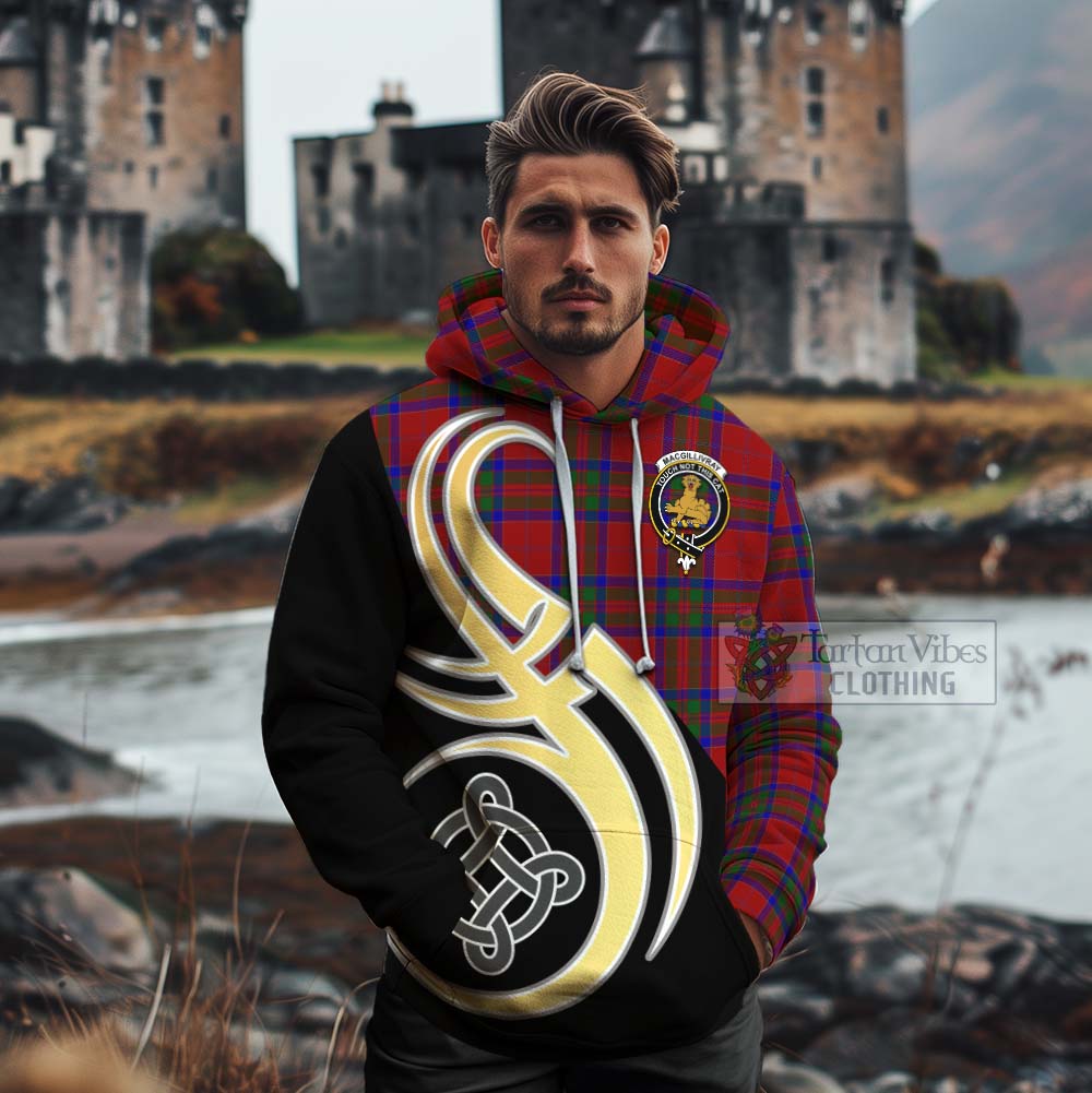 Tartan Vibes Clothing MacGillivray (McGillivray) Tartan Cotton Hoodie with Family Crest and Celtic Symbol Style