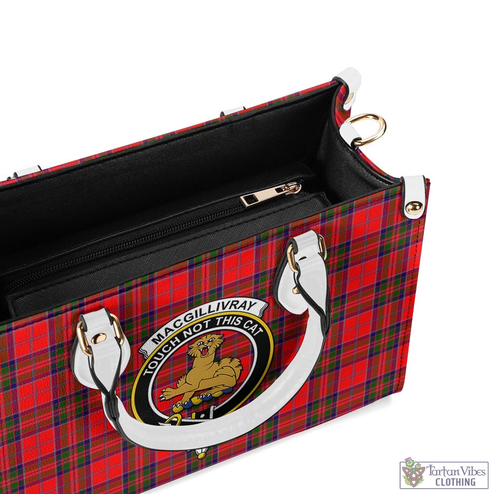 Tartan Vibes Clothing MacGillivray Modern Tartan Luxury Leather Handbags with Family Crest