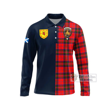 MacGillivray Modern Tartan Long Sleeve Polo Shirt with Scottish Lion Royal Arm Half Style