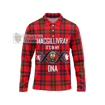 MacGillivray Modern Tartan Long Sleeve Polo Shirt with Family Crest DNA In Me Style