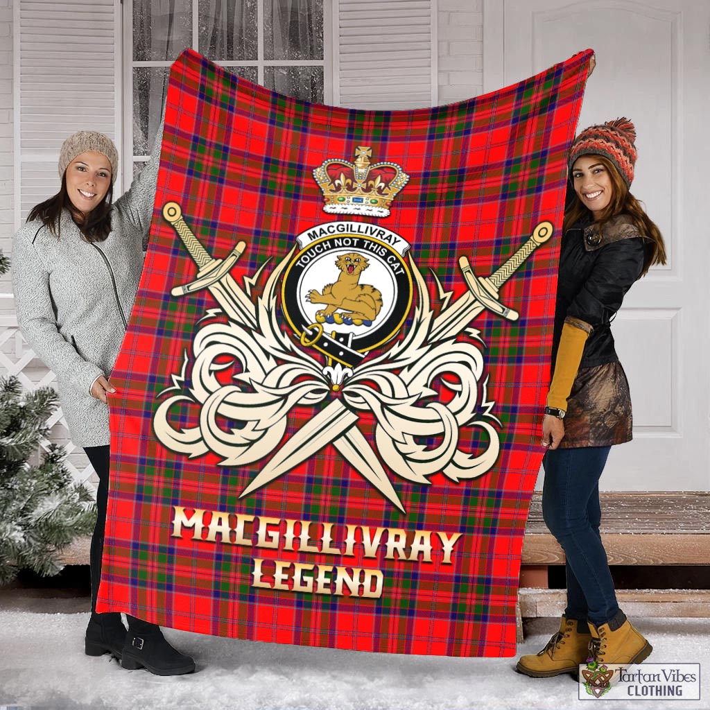 Tartan Vibes Clothing MacGillivray Modern Tartan Blanket with Clan Crest and the Golden Sword of Courageous Legacy