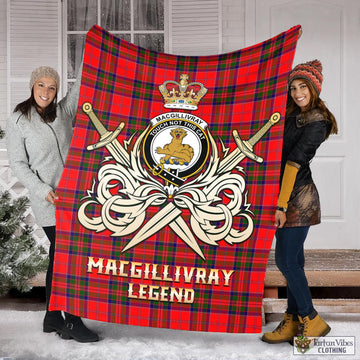 MacGillivray Modern Tartan Blanket with Clan Crest and the Golden Sword of Courageous Legacy