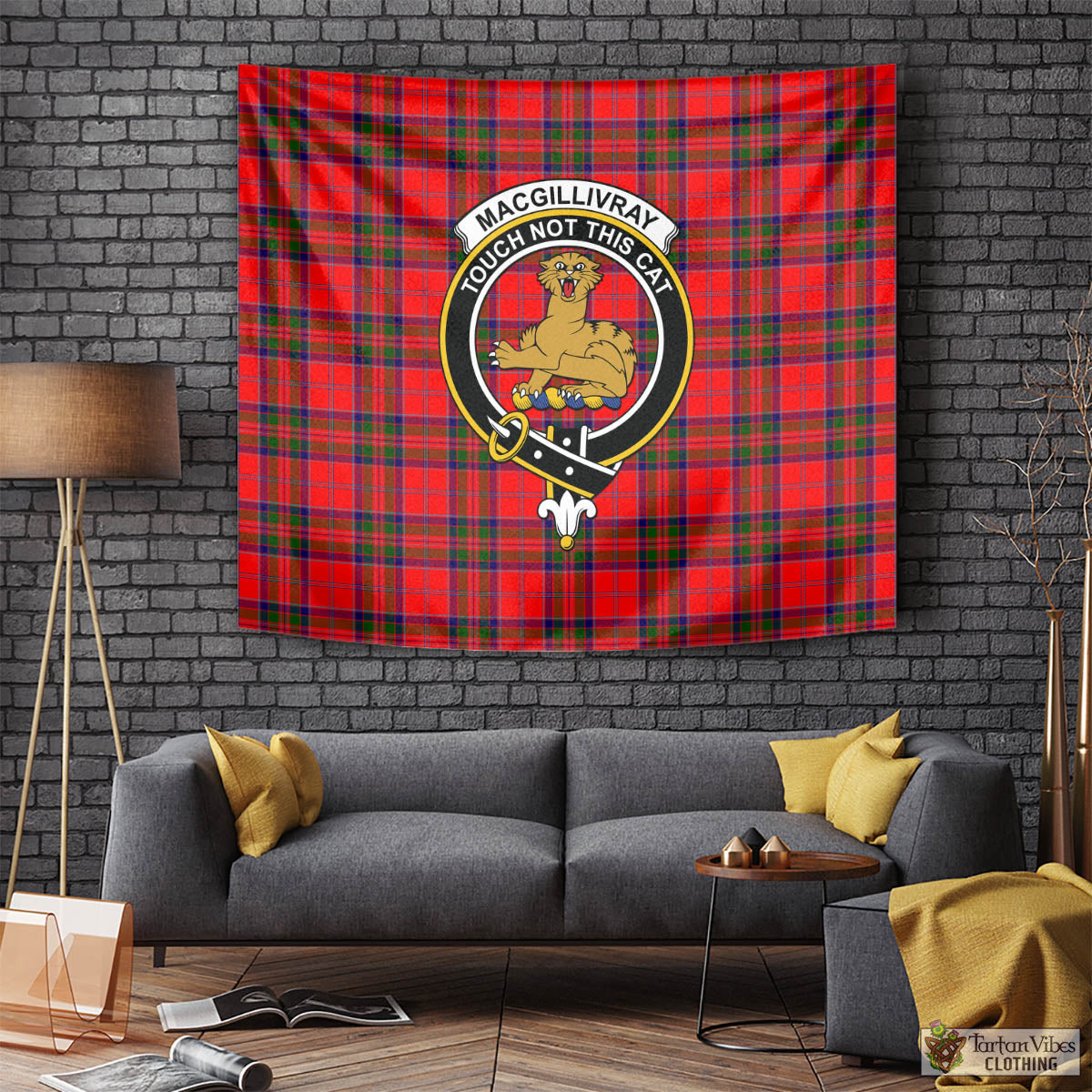 Tartan Vibes Clothing MacGillivray Modern Tartan Tapestry Wall Hanging and Home Decor for Room with Family Crest