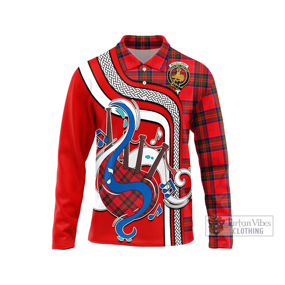 Tartan Vibes Clothing MacGillivray Modern Tartan Long Sleeve Polo Shirt with Epic Bagpipe Style