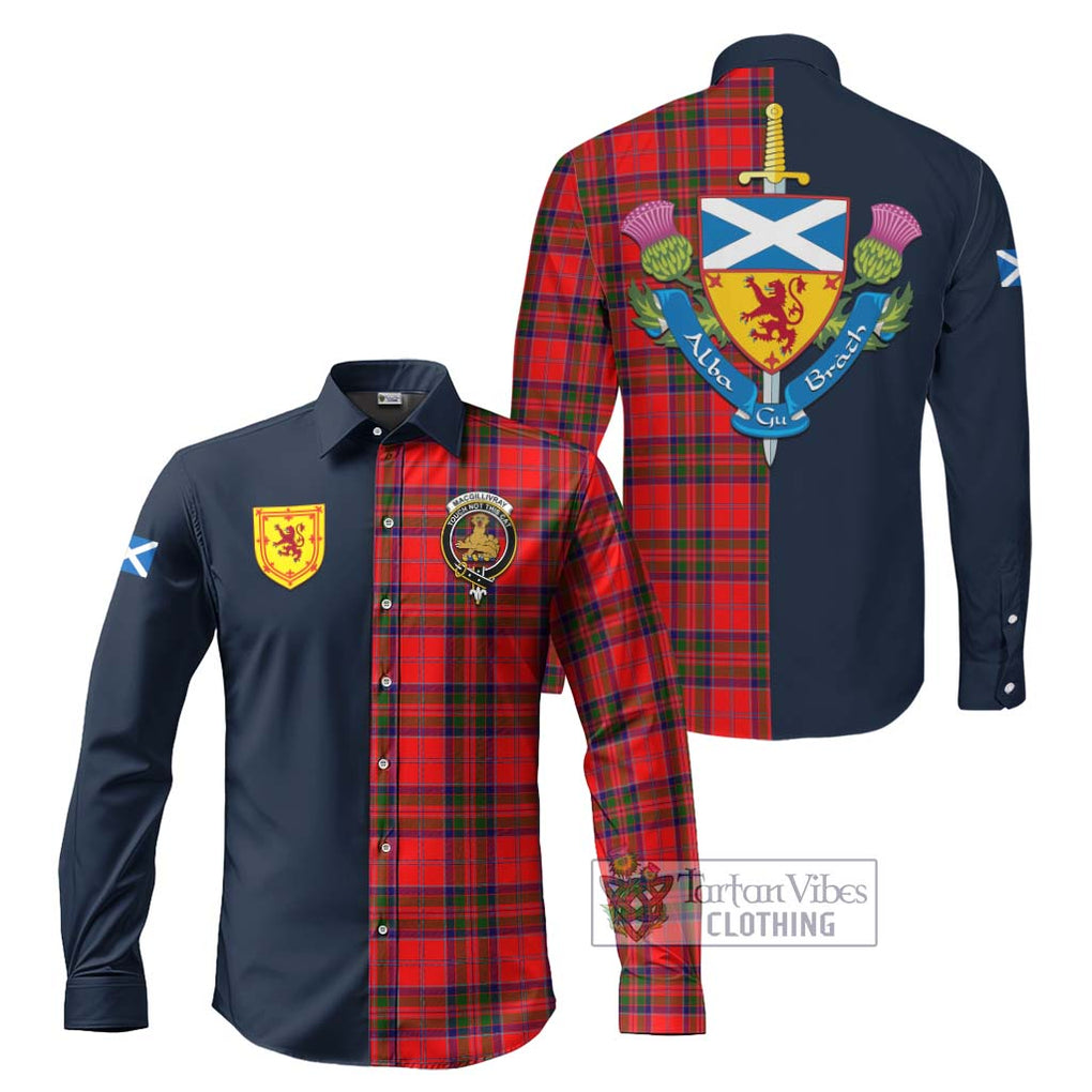 Tartan Vibes Clothing MacGillivray Modern Tartan Long Sleeve Button Shirt with Scottish Lion Royal Arm Half Style