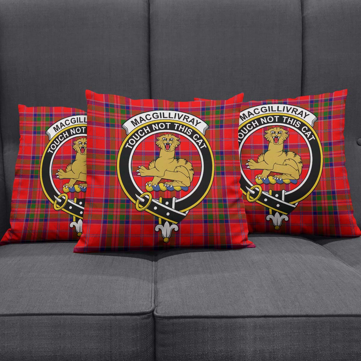 MacGillivray Modern Tartan Pillow Cover with Family Crest Square Pillow Cover - Tartanvibesclothing