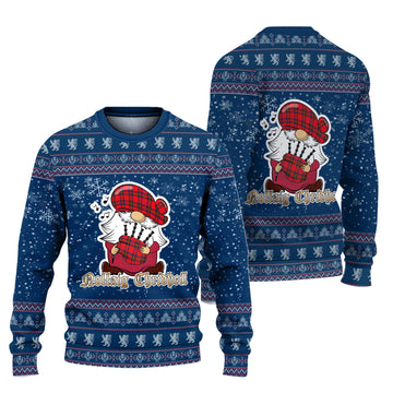 MacGillivray Modern Clan Christmas Family Knitted Sweater with Funny Gnome Playing Bagpipes