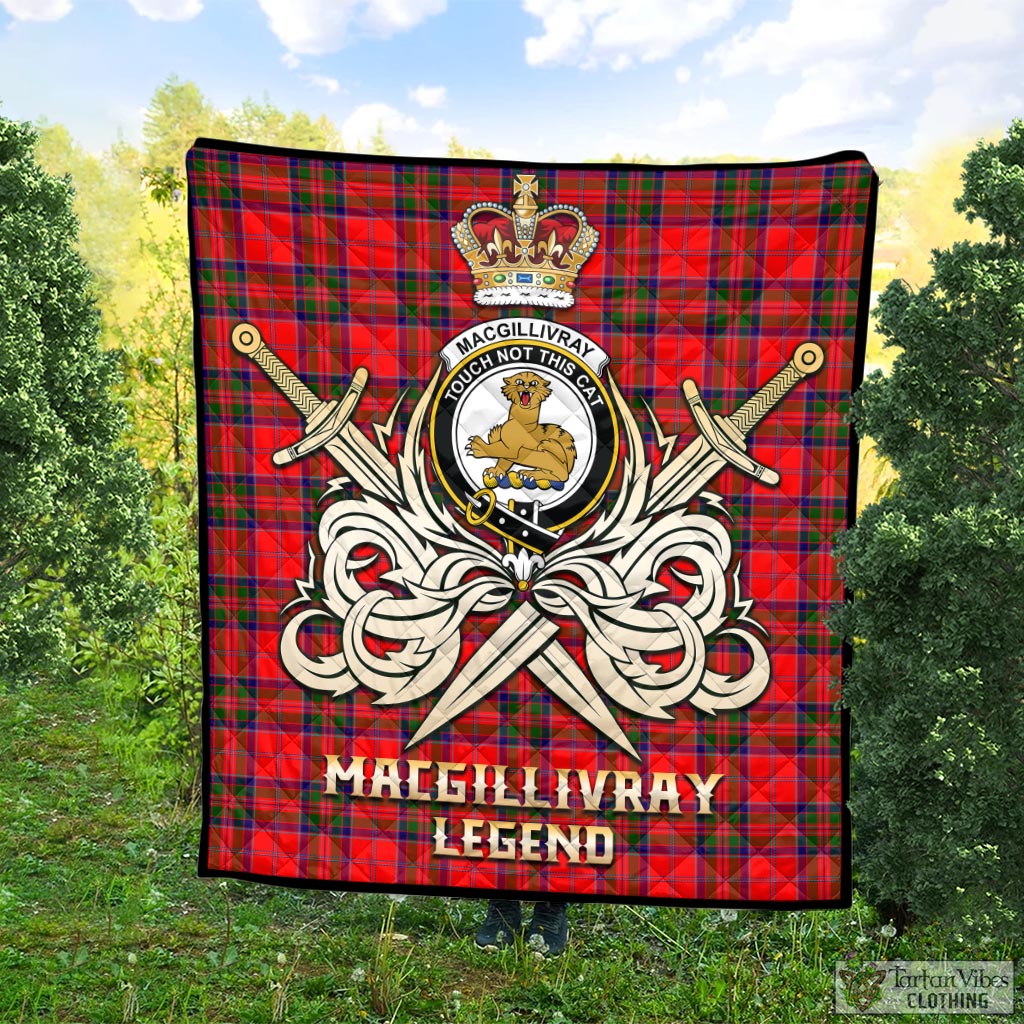 Tartan Vibes Clothing MacGillivray Modern Tartan Quilt with Clan Crest and the Golden Sword of Courageous Legacy