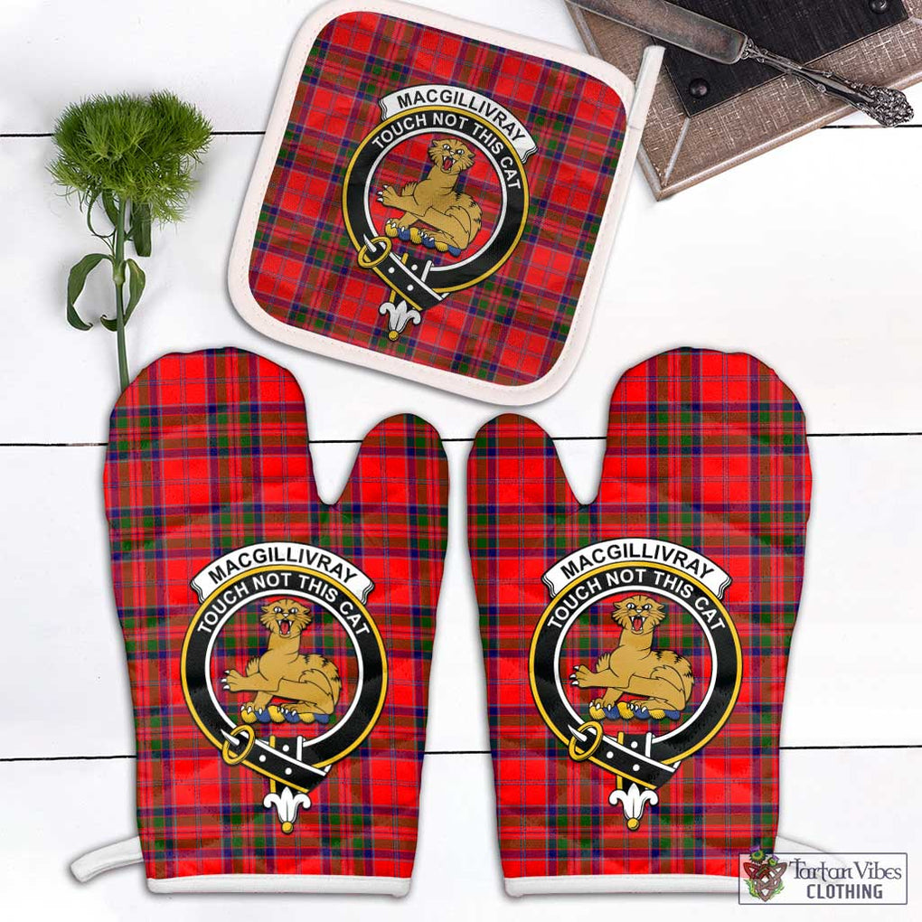 MacGillivray Modern Tartan Combo Oven Mitt & Pot-Holder with Family Crest Combo 1 Oven Mitt & 1 Pot-Holder White - Tartan Vibes Clothing