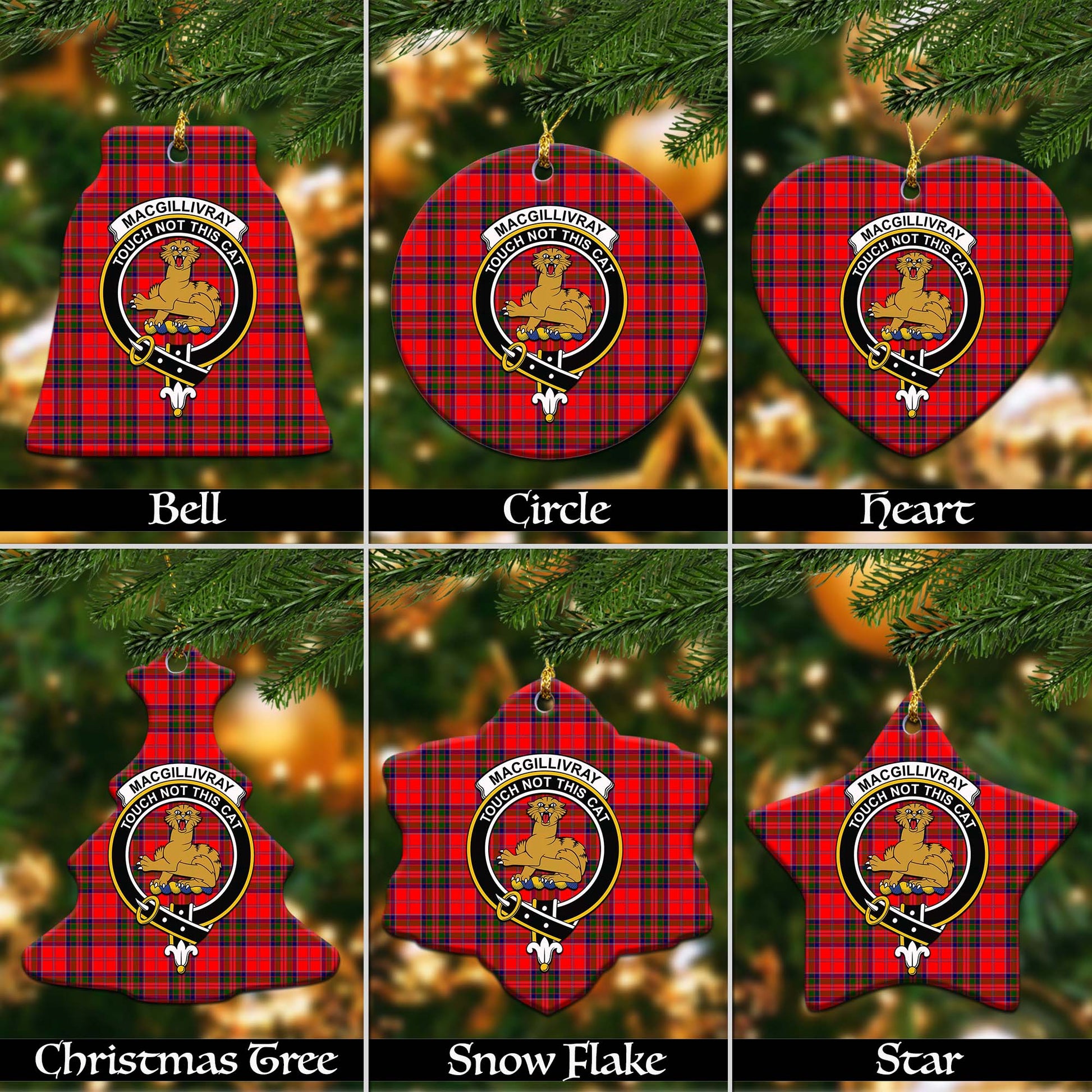 MacGillivray Modern Tartan Christmas Ornaments with Family Crest - Tartanvibesclothing