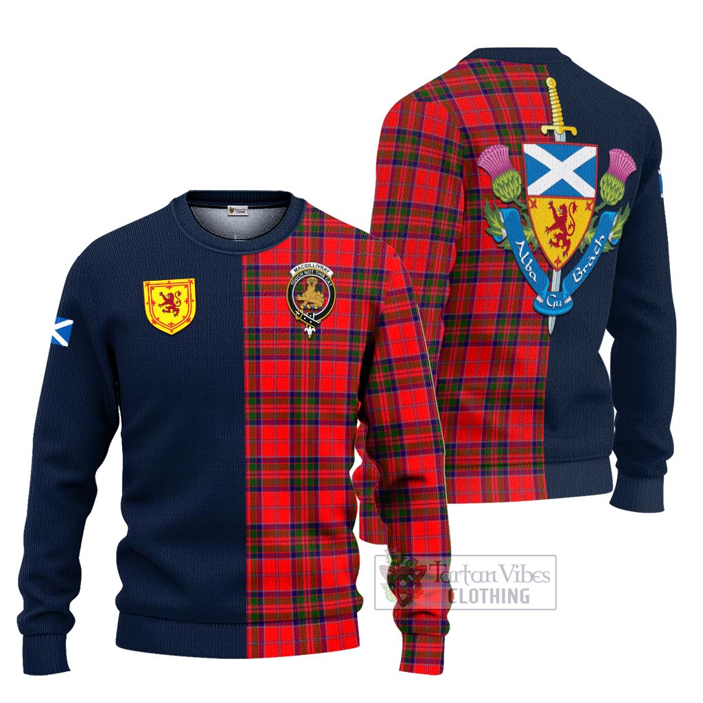 Tartan Vibes Clothing MacGillivray Modern Tartan Knitted Sweater with Scottish Lion Royal Arm Half Style