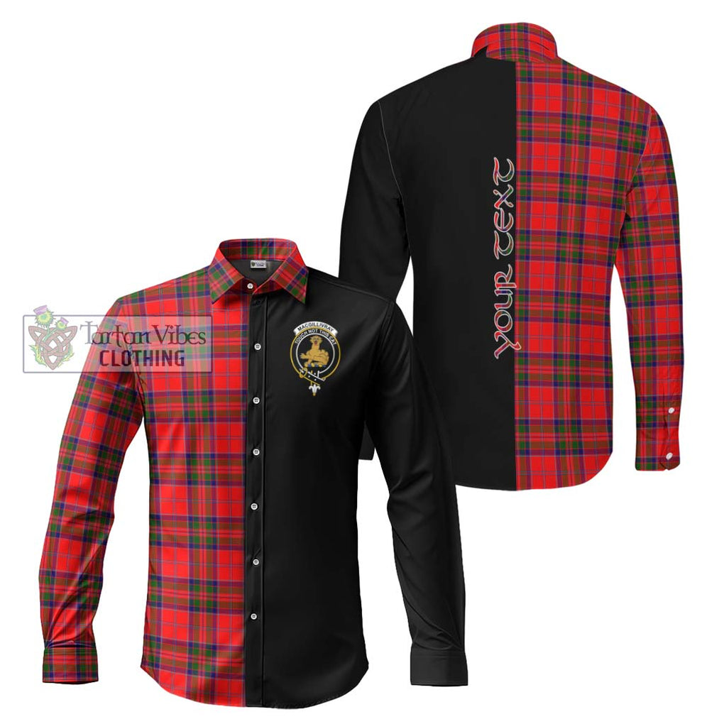 MacGillivray Modern Tartan Long Sleeve Button Shirt with Family Crest and Half Of Me Style Men's Shirt S - Tartanvibesclothing Shop