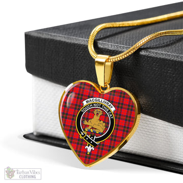 MacGillivray Modern Tartan Heart Necklace with Family Crest