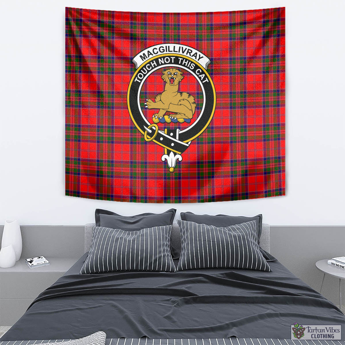 Tartan Vibes Clothing MacGillivray Modern Tartan Tapestry Wall Hanging and Home Decor for Room with Family Crest