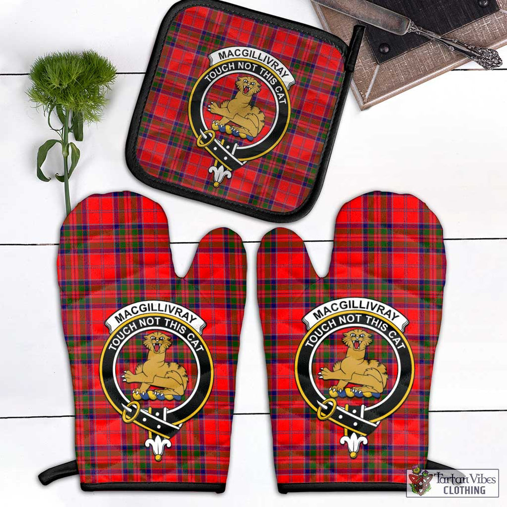 MacGillivray Modern Tartan Combo Oven Mitt & Pot-Holder with Family Crest Combo 1 Oven Mitt & 1 Pot-Holder Black - Tartan Vibes Clothing