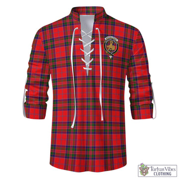 MacGillivray Modern Tartan Men's Scottish Traditional Jacobite Ghillie Kilt Shirt with Family Crest