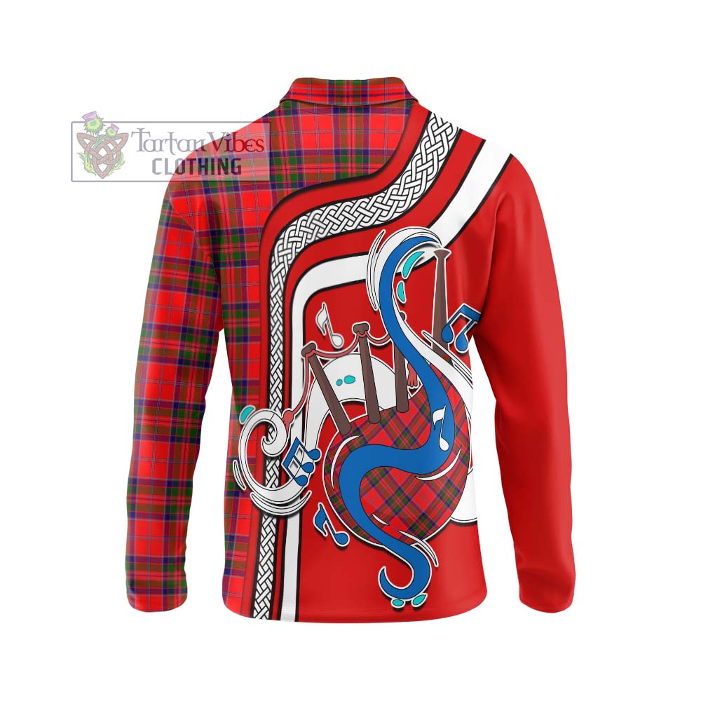 Tartan Vibes Clothing MacGillivray Modern Tartan Long Sleeve Polo Shirt with Epic Bagpipe Style