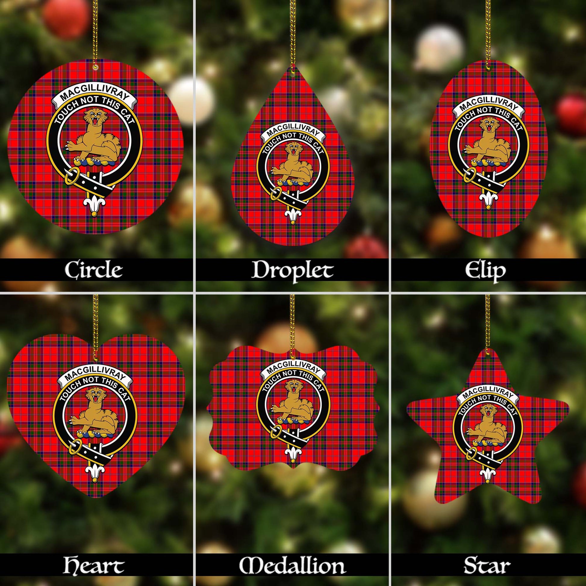 MacGillivray Modern Tartan Christmas Ornaments with Family Crest - Tartanvibesclothing