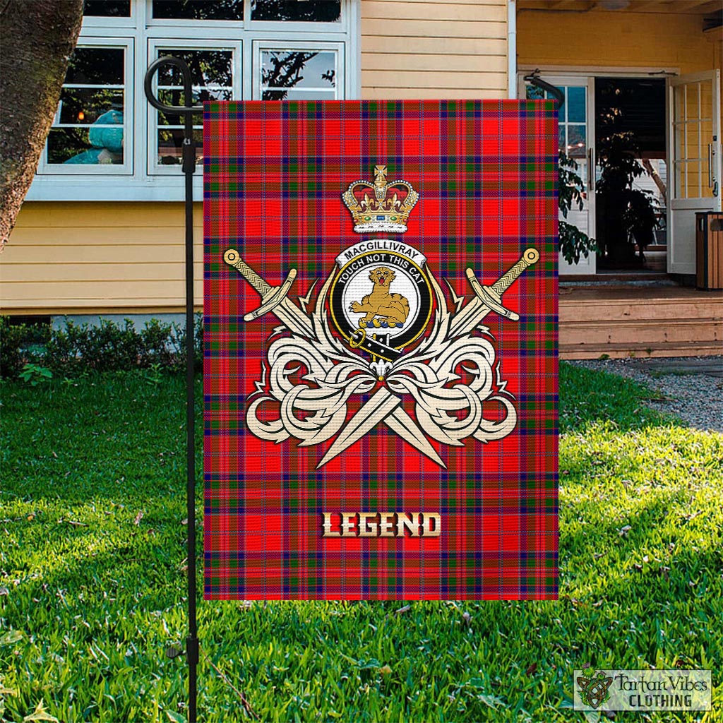 Tartan Vibes Clothing MacGillivray Modern Tartan Flag with Clan Crest and the Golden Sword of Courageous Legacy