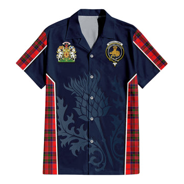 MacGillivray Modern Tartan Short Sleeve Button Up Shirt with Family Crest and Scottish Thistle Vibes Sport Style