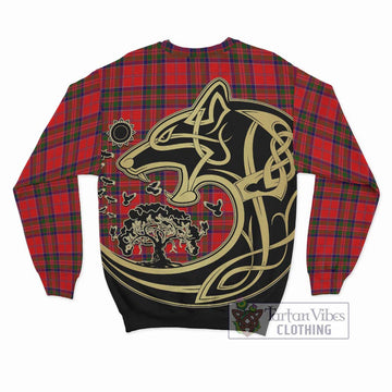 MacGillivray Modern Tartan Sweatshirt with Family Crest Celtic Wolf Style