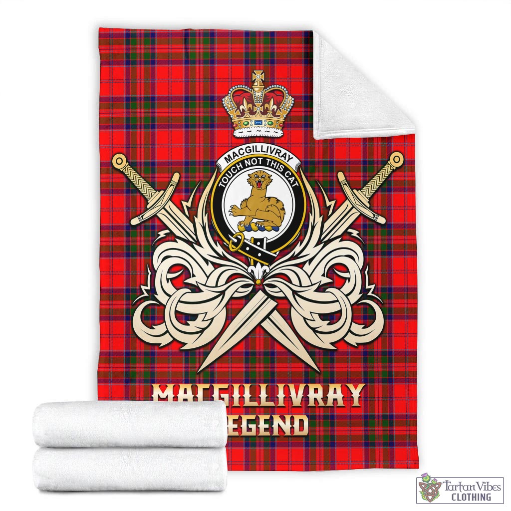 Tartan Vibes Clothing MacGillivray Modern Tartan Blanket with Clan Crest and the Golden Sword of Courageous Legacy