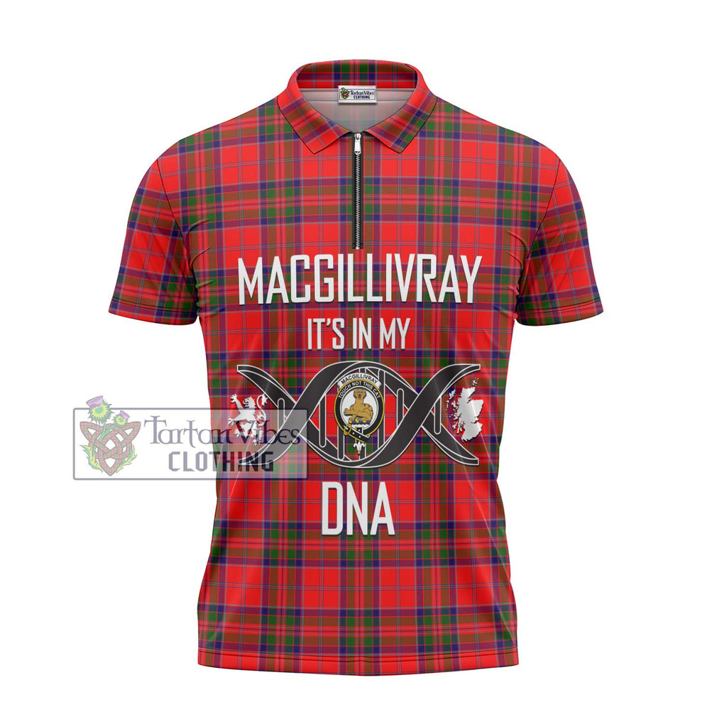 MacGillivray Modern Tartan Zipper Polo Shirt with Family Crest DNA In Me Style - Tartanvibesclothing Shop