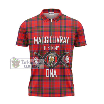 MacGillivray Modern Tartan Zipper Polo Shirt with Family Crest DNA In Me Style