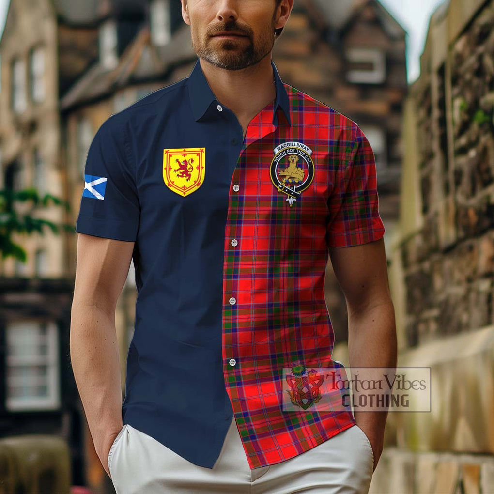 Tartan Vibes Clothing MacGillivray Modern Tartan Short Sleeve Button Shirt with Scottish Lion Royal Arm Half Style