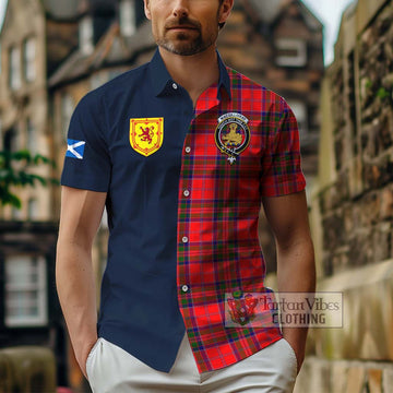 MacGillivray Modern Tartan Short Sleeve Button Shirt Alba with Scottish Lion Royal Arm Half Style