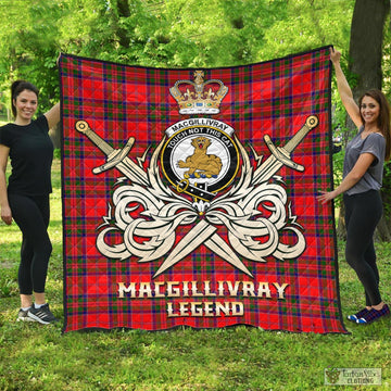 MacGillivray Modern Tartan Quilt with Clan Crest and the Golden Sword of Courageous Legacy