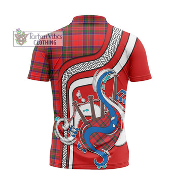 MacGillivray Modern Tartan Zipper Polo Shirt with Epic Bagpipe Style