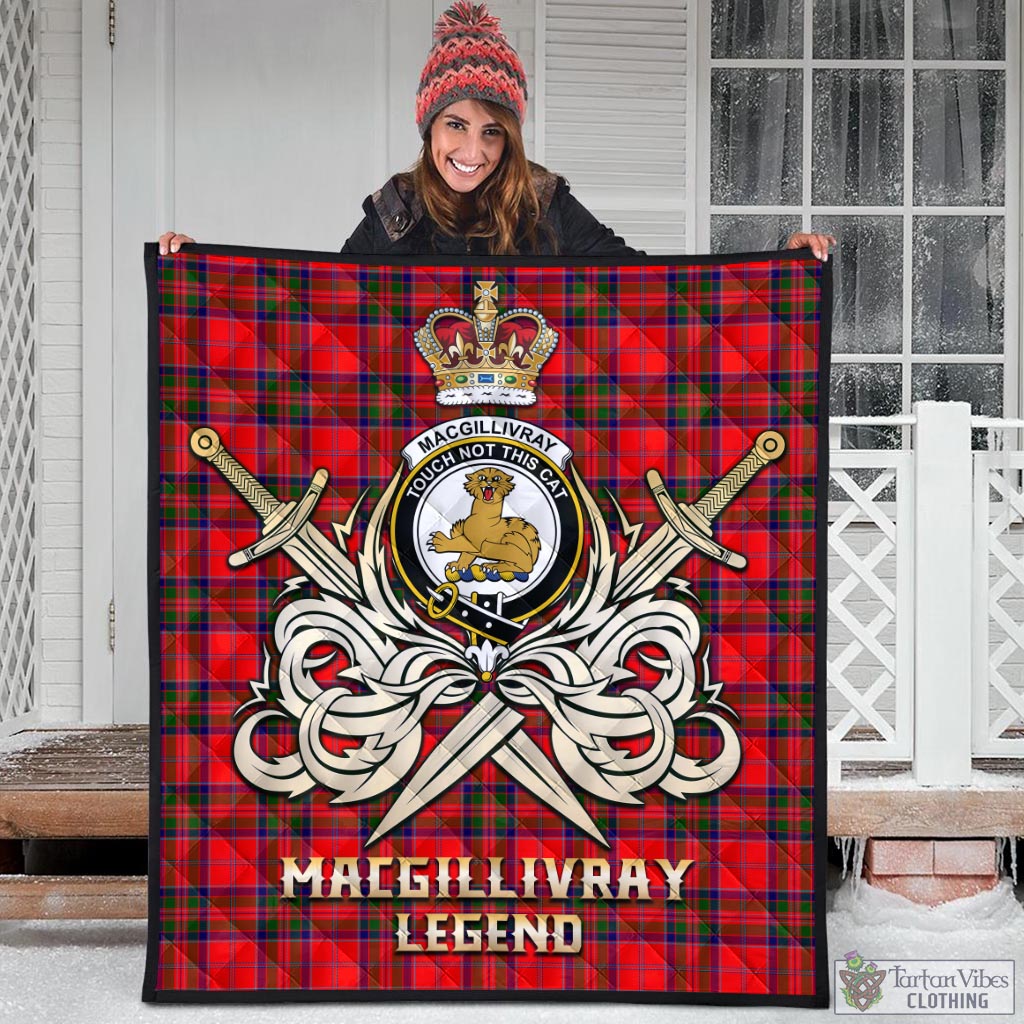 Tartan Vibes Clothing MacGillivray Modern Tartan Quilt with Clan Crest and the Golden Sword of Courageous Legacy