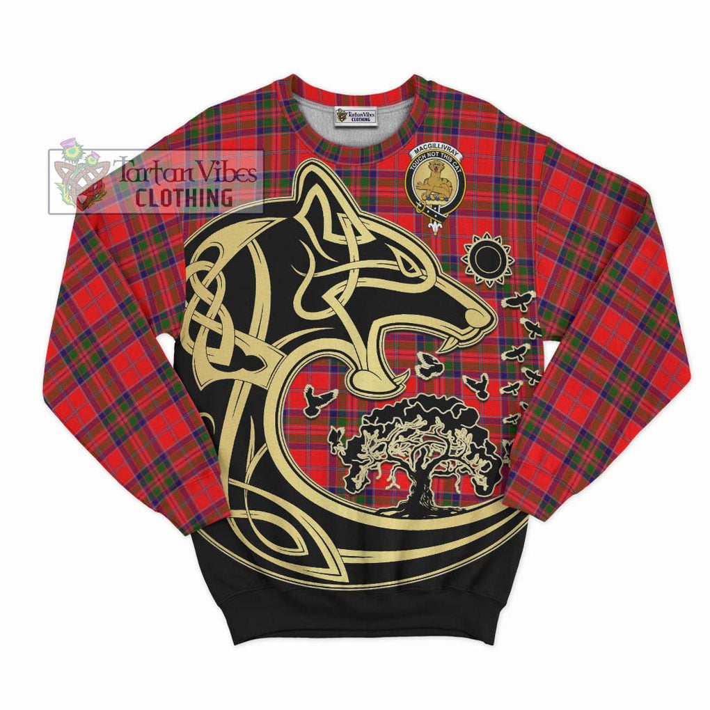 MacGillivray Modern Tartan Sweatshirt with Family Crest Celtic Wolf Style - Tartan Vibes Clothing