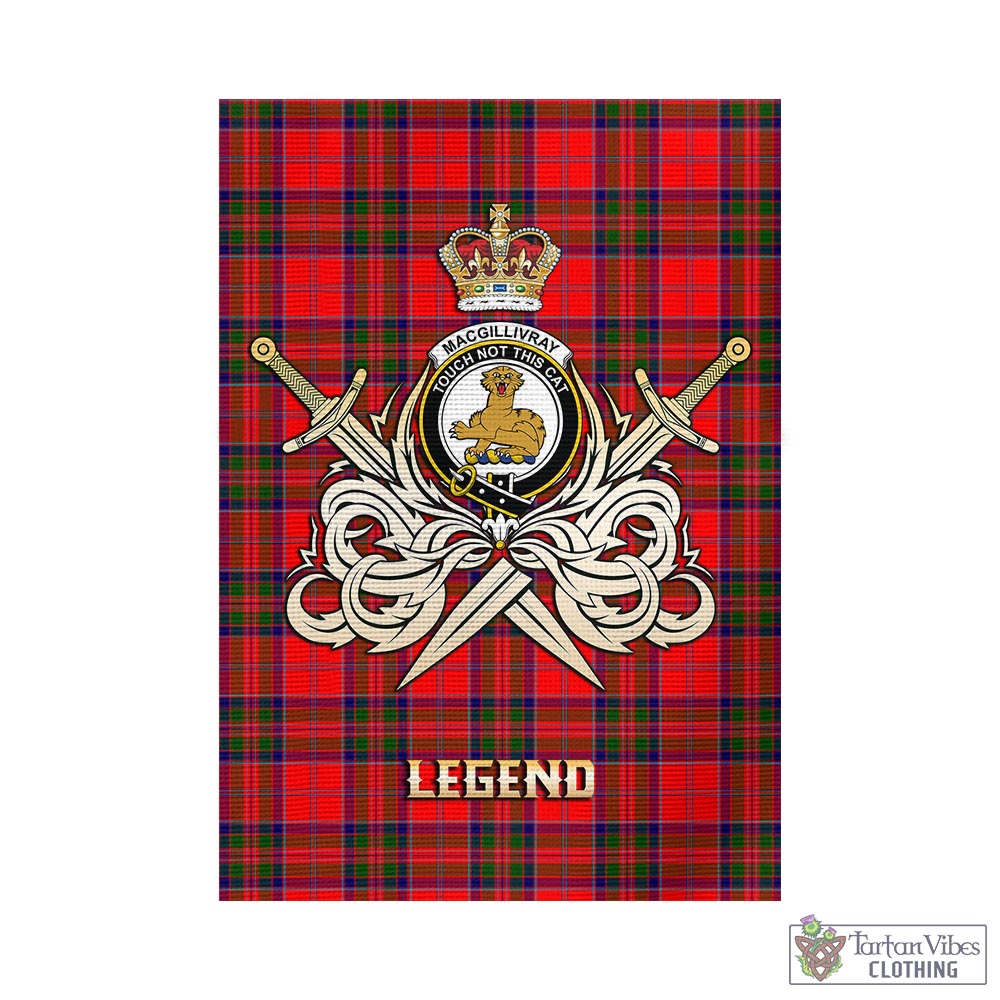 Tartan Vibes Clothing MacGillivray Modern Tartan Flag with Clan Crest and the Golden Sword of Courageous Legacy