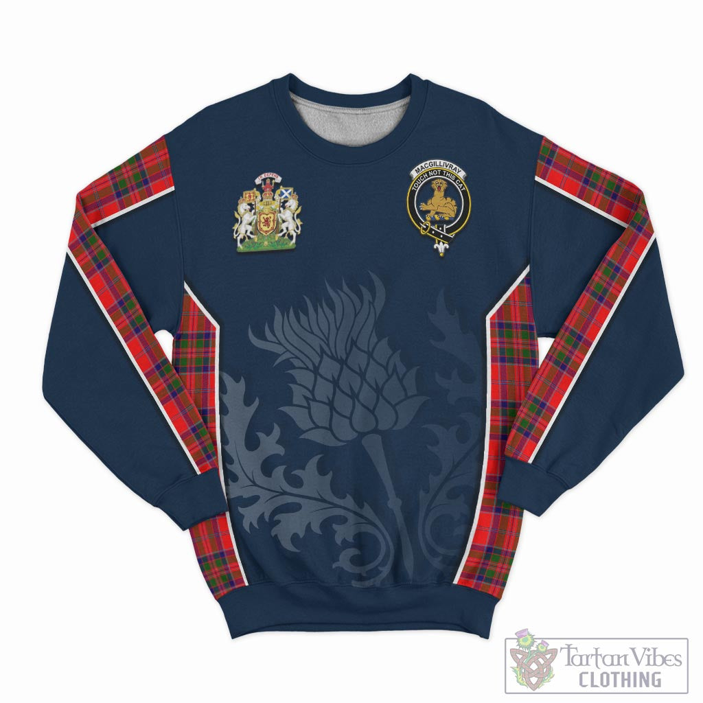 Tartan Vibes Clothing MacGillivray Modern Tartan Sweatshirt with Family Crest and Scottish Thistle Vibes Sport Style