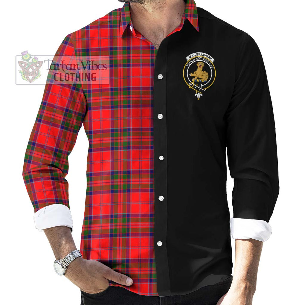 MacGillivray Modern Tartan Long Sleeve Button Shirt with Family Crest and Half Of Me Style - Tartanvibesclothing Shop